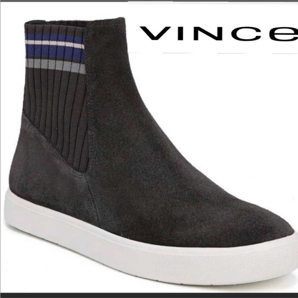 Vince Coleman Gray Suede Multicolor Textile Hightop Sneaker/Ankle Boot